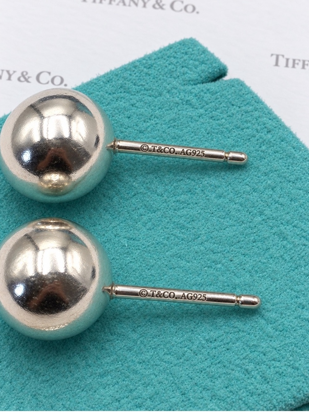 Tiffany & Co. 10mm HardWear Ball Earrings Sterling Silver 925 Gift Box & Pouch - Picture 3 of 8